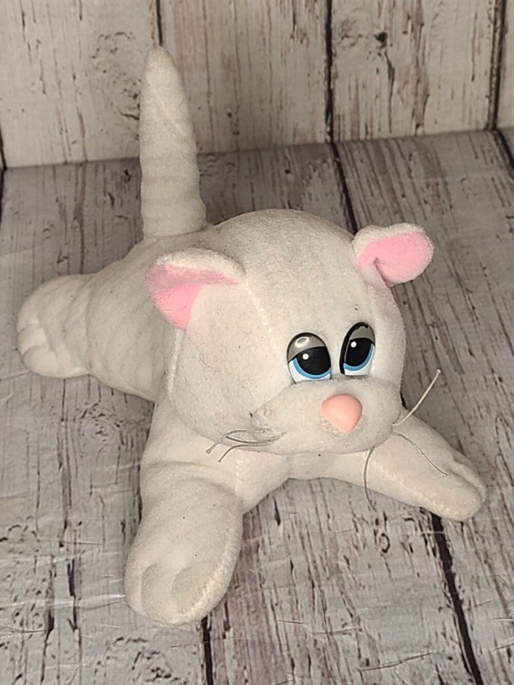 7" Vintage 1985 Tonka Pound Purries White Kitten Plush Kitty Cat Plastic Eyes